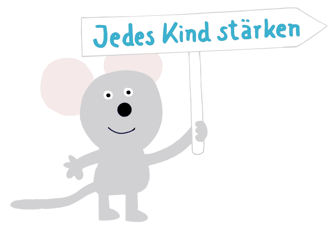 IFTE Sujet: Maus hält Wegweiser "Jedes Kind stärken