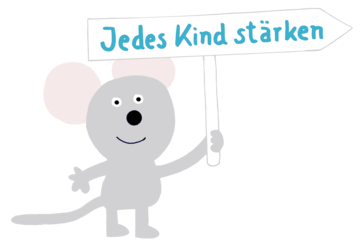 IFTE Sujet: Maus hält Wegweiser "Jedes Kind stärken