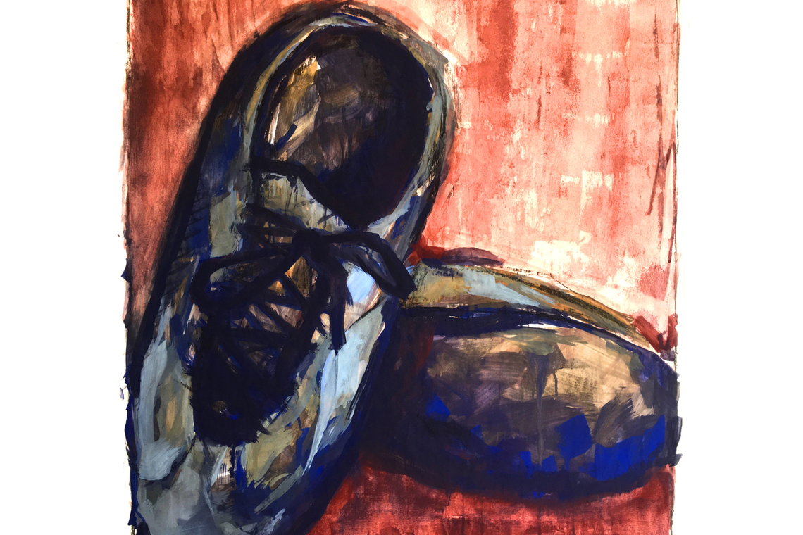 Gemaltes Bild mit einem Paar Schuhe